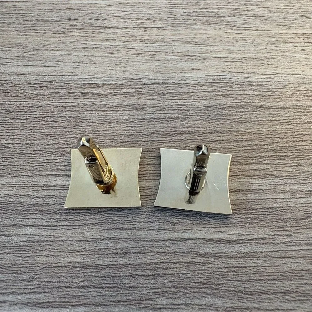 Vintage Initial “G” Cufflinks Gold Tone Black Enamel Letter Monogram Retro Men’s